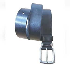 Fossil Black Genuine Leather Belt Adult Sz 36 Silver Square Buckle W1.5" Gothic